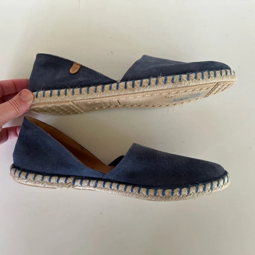Verbenas Spain Carmen Espadrille Dusty Denim Blue Suede Slip On Flat, size 40